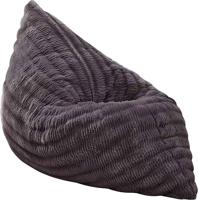 Hobestluk 3 in 1 Bean Bag Chair Giant Bean Bag Chairs for Adults with Ripple Cover Convertible Bean Bag Floor Cushion with Machine Washable Cover for Living Room (Ripple Dark Grey)-Ruum Studio Home