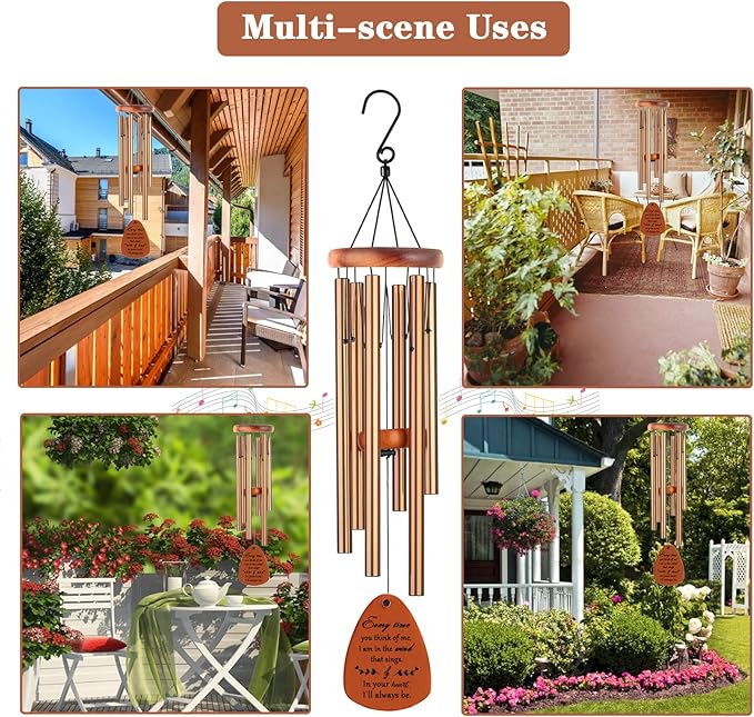 Memorial Gifts, Sympathy Wind Chimes Memorial Wind Chimes for Loss of Loved One Prime, Sympathy Gift, Bereavement/Remembrance Gifts in Memory of Loved One Mother Father, 30" Wooden-Ruum Studio Home