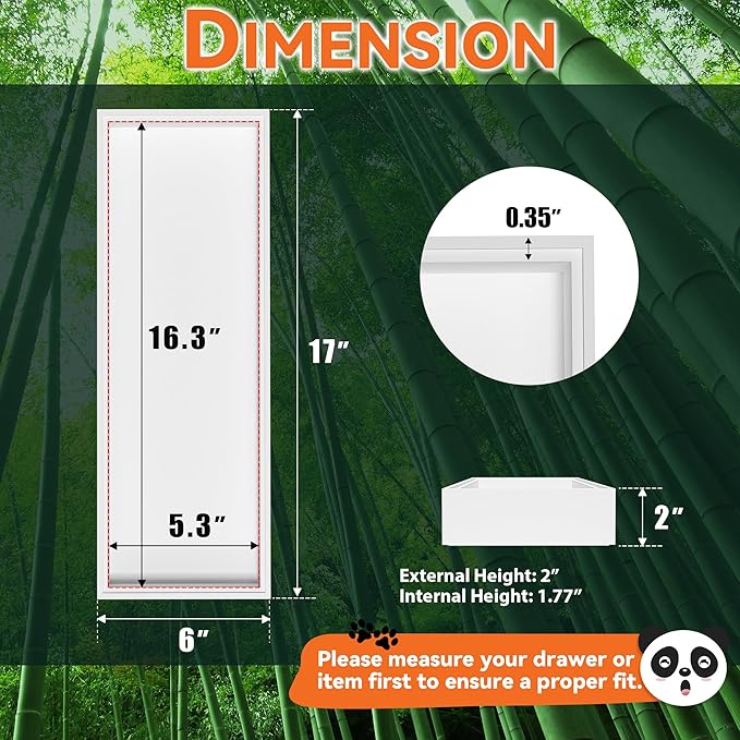 Bamboo Drawer Organizer, Extra Large Silverware Organizer for Kitchen Drawer, Stackable Utensil Organizer, 2 Pcs Toilet Tank Topper Tray, Wooden Toilet Paper Basket (White, 17 X 6 X 2 Inch)-Ruum Studio Home