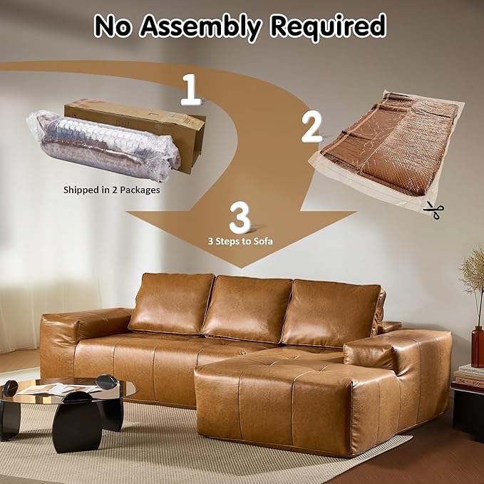 ovios Sectional Cloud Couch for Living Room, Modular Floor Sofa with Plush Corduroy, No Assembly Required, Big Comfy Couches Set with Fluffy Memory Foam, Stupendous U Shaped Sofas with Chaise, Brown-Ruum Studio Home