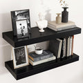 Floating Shelves - 2 Large Wall Mounted Shelves with Invisible Brackets, Long Wood Floating Wall Shelf for Living Room, Bedroom, Kitchen (Black, 24" W x 9" D x 1.5" H)-Ruum Studio Home