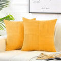 Fancy Homi 2 Packs Gold Yellow Spring Decorative Throw Pillow Covers 16x16 Inch for Couch Bed Sofa, Rustic Farmhouse Boho Home Decor, Soft Corss Patchwork Corduroy Textured Square Cushion Case 40x40cm-Ruum Studio Home