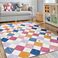 jinchan Area Rug 3x5 Kids Washable Indoor Floor Cover Non-Slip Modern Soft Rug Elementary School Classroom Colorful Diamond Carpet for Nursery Playroom Daycare Bedroom Living Room Berries on Cream-Ruum Studio Home