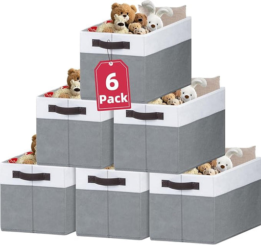 Criusia 6 Pack Clothes Bins for Organization - 16x12 Extra Large Storage Baskets for Shelves Closet Bedroom - Toy Storage Organizer Bins Boxes Cubes for Nursery - RV Apartment Essentials-Ruum Studio Home