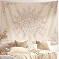 Damanse Floral Tapestry Wall Hanging Cute,Boho Wall Tapestry for Bedroom Aesthetic,Mandala Living Room Decor for Teen Girls (Flaxen, 70.9"x90.6")-Ruum Studio Home
