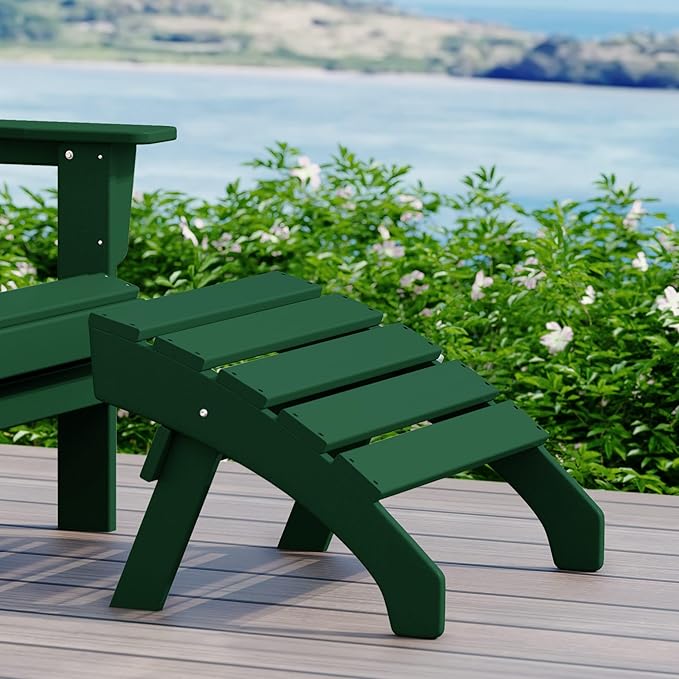 WestinTrends Dylan Outdoor Patio HDPE Adirondack Ottoman Footrest, Dark Green-Ruum Studio Home
