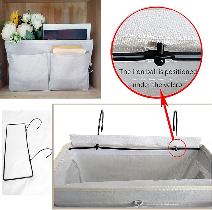 Bedside Caddy Organizer/Bedside Hanging Storage Bag Multi-Function Caddy for Bunk bed Hospital Beds Dorm Bed Rails, Holders Books Glasses Phones Magazine(White)-Ruum Studio Home