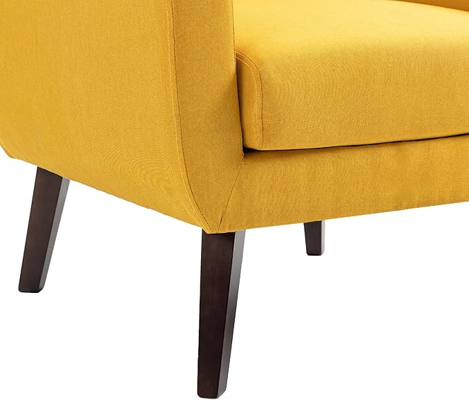 UIXE Accent Chair, Modern Upholstered Armchair Mid-Century Arm Chair in Fabric for Living Room, Comfy Single Sofa Seats Button Tufted Reading Seating, Yellow-Ruum Studio Home