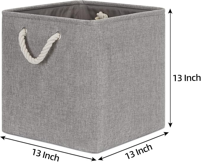 Bidtakay Grey Baskets Foldable Storage Cube Bins 13x13x13 Cube Storage Organizer Closet Set of 3 Fabric Storage Baskets for Home Office Large Baskets for Nursery Baby Toy Storage-Ruum Studio Home