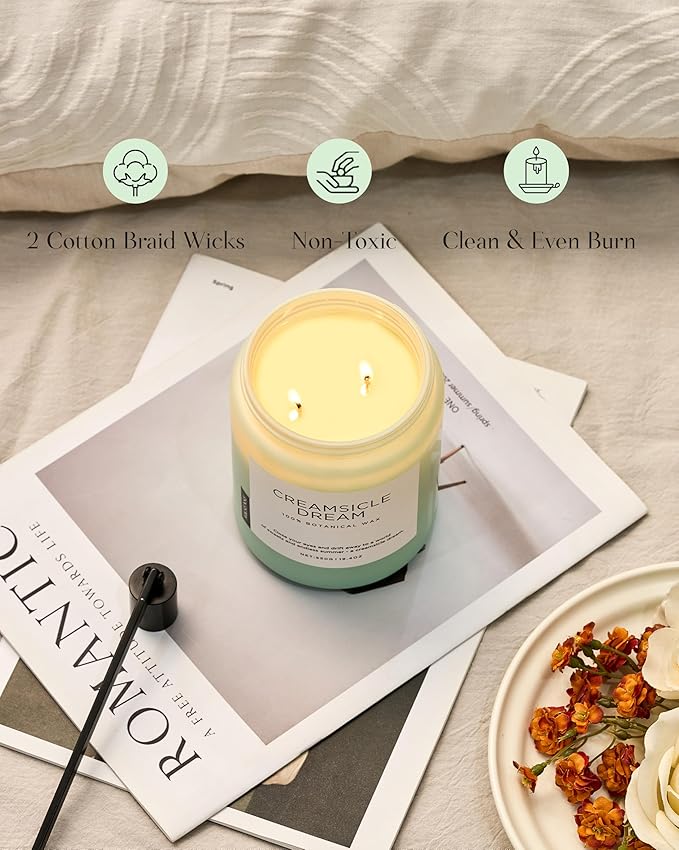 M&SENSE Orange Creamsicle Scented Candle, 19.4oz 110 Hours Slow Burning Non Toxic Natural Soy Wax 2 Wick Candle for Home Scented, Long Lasting Home Fragrance Gifts for Housewarming & Anniversry-Ruum Studio Home
