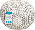 BIRDROCK HOME Round Pouf Ottoman | Cotton Braided Foot Stool with Bean Bag Filling | Boho Foot Rest for Living Room & Bedroom | Compact & Comfortable Seating, Lightweight & Soft | Natural-Ruum Studio Home