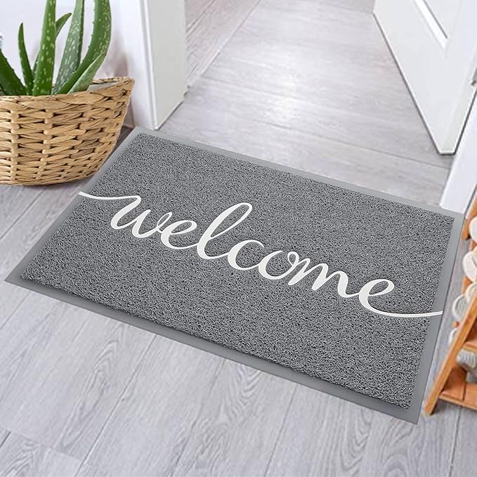 Durable Low Profile Floor Mat, Indoor and Outdoor, Non Slip Rug, Easy to Clean Welcome Mat, for High Traffic Areas, Entryway, Patio (36x24", Grey)-Ruum Studio Home