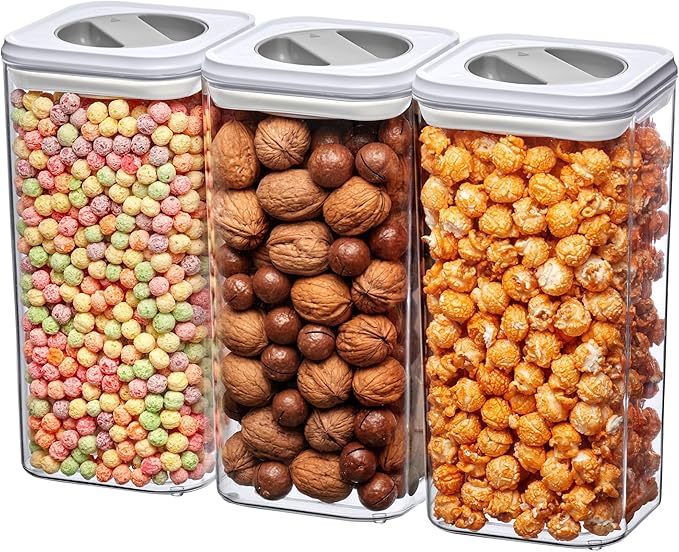 Amazing Abby - Carol - 112-Ounce Acrylic Canister (Set of 3), Plastic Airtight Food Container, Stackable for Pantry Storage, BPA-Free and Shatter-Proof, Perfect for Home and Commercial Use-Ruum Studio Home