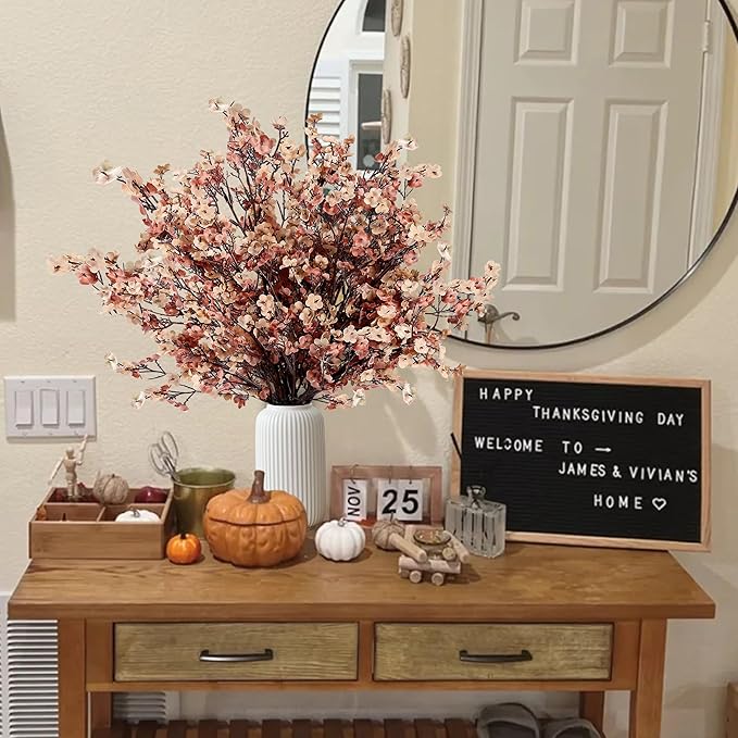 Sggvecsy 15 Pcs Babys Breath Artificial Flowers Gypsophila Bouquets Bulk Real Touch Fake Silk Flowers for Home DIY Floral Arrangement Table Centerpiece Fall Thanksgiving Autumn Decoration (Mixed)-Ruum Studio Home