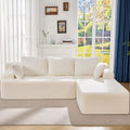 Hobestluk Modular Sectional Sofa Couches 108" L-Shape Couch 3 Seat Modular Sofa Memory Foam Sectional Couches for Living Room, Boneless Couch with Oversized Chaise (White, Right Facing)-Ruum Studio Home