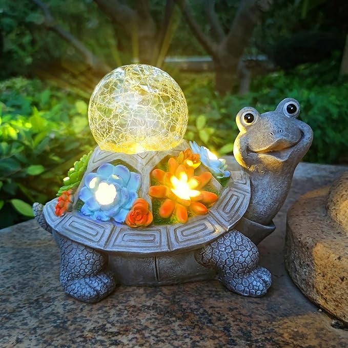 JOYBEE Solar Turtle Garden Statue Outdoor Decor-Turtle Solar Figurines Lights Decorations for Patio Yard Lawn Ornaments-Turtle Gifts for Birthday Easter Housewarming(Color)-Ruum Studio Home