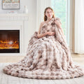 Lotus Karen Faux Fur Throw Blanket Tie-Dye Beige - Big Bubble Rabbit Fluff Blanket for Couch, Small Fluffy Fuzzy Cozy Blankets,Thick Furry Plush Shaggy Blankets,60x80 Inches-Ruum Studio Home