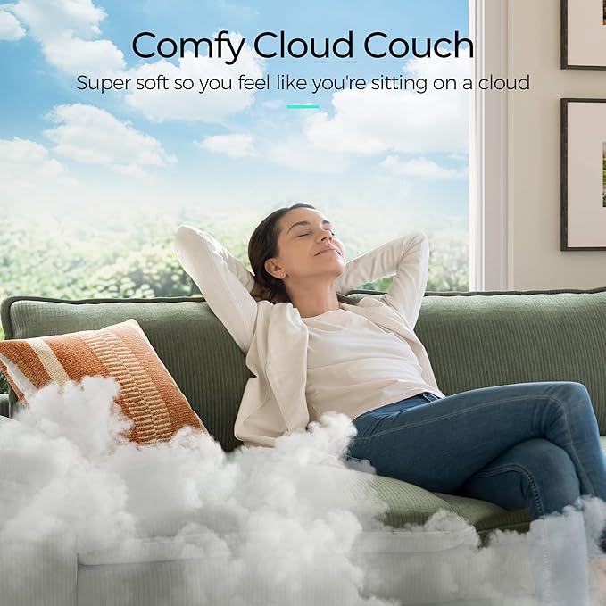 LINSY HOME Modular Sectional Sofa - 90'' Sleeper Sofa Cloud Couch Oversized Corduroy Sofa Bed with Movable Ottoman Soft Modern Comfy Couch for Living Room Apartment Office, Green-Ruum Studio Home