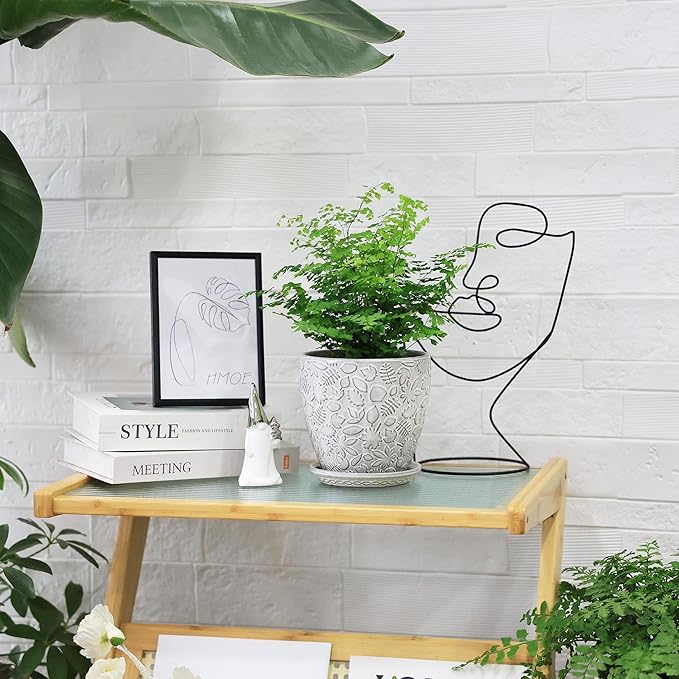 6 Inch Ceramic Planter Pots with Drainage Hole and Saucers for Indoor Plants, Garden Pots for Succulent, Orchid, and Flower - Set of 2-Ruum Studio Home