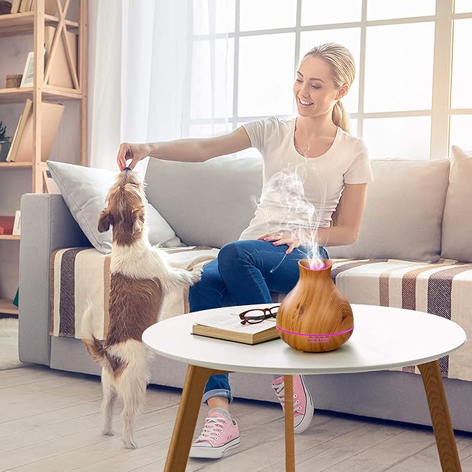 BZseed Aromatherapy Essential Oil Diffuser 550ml 12 Hours Wood Grain Aroma Diffuser with Timer Cool Mist Humidifier for Large Room, Home, Baby Bedroom, Waterless Auto Shut-off,7 Colors Lights Changing-Ruum Studio Home