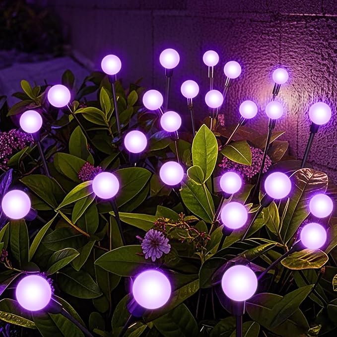 Solar Garden Lights Outdoor, Waterproof Solar Powered Lights for Yard Pathway Patio, Swaying Lawn Decor as Gardening Gifts for Women Holiday (Purple, 2 Pack)-Ruum Studio Home