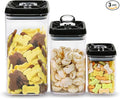 Felli Flip Tite Storage Container with Lid 6" XL Air Tight Ring Lock Top, Clear Acrylic Canister Set for Kitchen, Pet Cat Dog Food Treats, 5 lb Flour Sugar Pantry Organizer (Nest-L, Black)-Ruum Studio Home