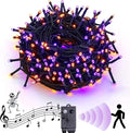 Rotu Halloween String Lights Outdoor with Music Sync Spooky Sounds 300 LED 114.8ft Indoor Fairy String Lights Waterproof Function for Halloween Party Haunted House Decorations (Purple & Orange)-Ruum Studio Home