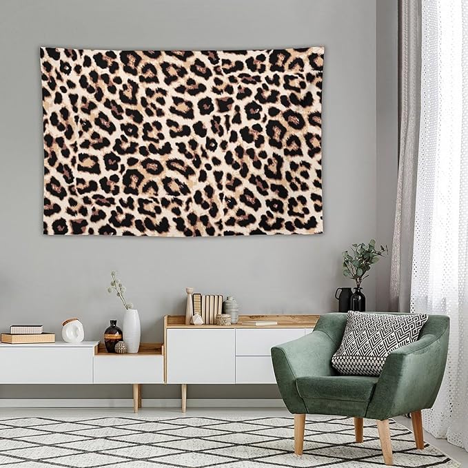 HZOHNAGO Leopard Print Tapestry Rustic Brown Leopard Wild Animal Printed Wall Tapestry Painting Wall Hanging for Bedroom Living Room Dorm 90" W x 60" H-Ruum Studio Home
