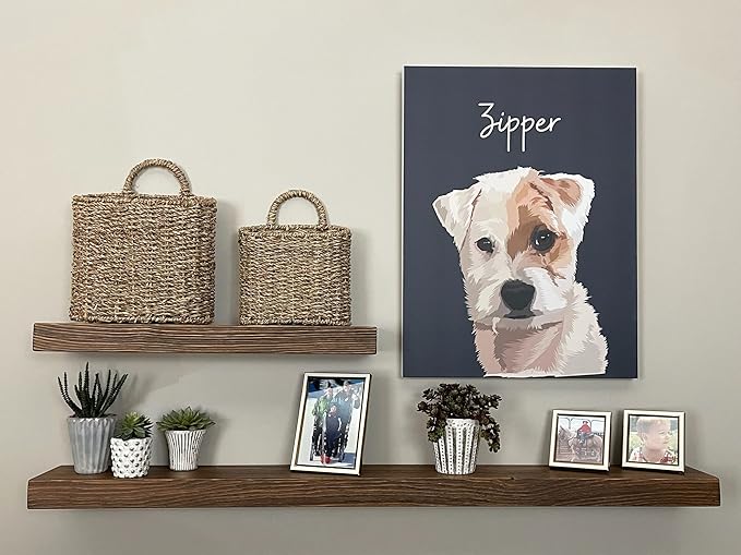 joelsantiques - 18 Inch Wooden Floating Shelves for Wall - 18x6x2 in - Made of Natural Wood - Short Heavy Duty Rustic Wall Shelves for Bedroom - Perfect for Bathroom, Kitchen - Medium Brown-Ruum Studio Home