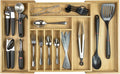 Premium Silverware, Flatware and Utensil Organizer for Kitchen Drawers, Food-Safe Contract Grade, Expandable from 16 to 28 In, Natural Bamboo-Ruum Studio Home