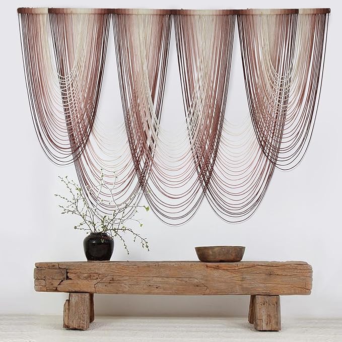 IOWER Macrame Wall Hanging Pink Dip-Dyed Large Macrame Wall Decor For Living Room Boho Fiber Art 57" W x 41" L-Ruum Studio Home