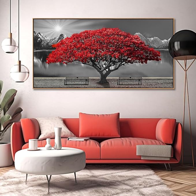 Large Framed Wall Art for Living Room Large Mangrove Landscape Modern Art for Wall Decor Living Room, Bedroom, Office, Home Wall Decor 24x48 inches(With Soild Wood Dark Framed)-Ruum Studio Home