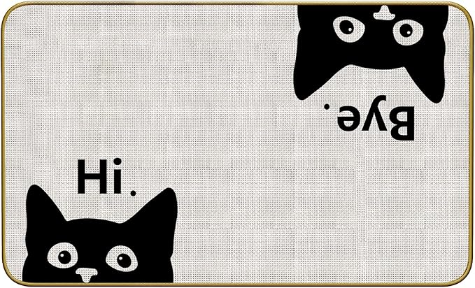 Mingnei Hi Bye Cat Welcome Doormat - Door Mat for Home Kitchen Entrance, Funny Black Cat Lover Floor Mat for Indoor/Outdoor Entryway Rug 30x17 (Color1)-Ruum Studio Home
