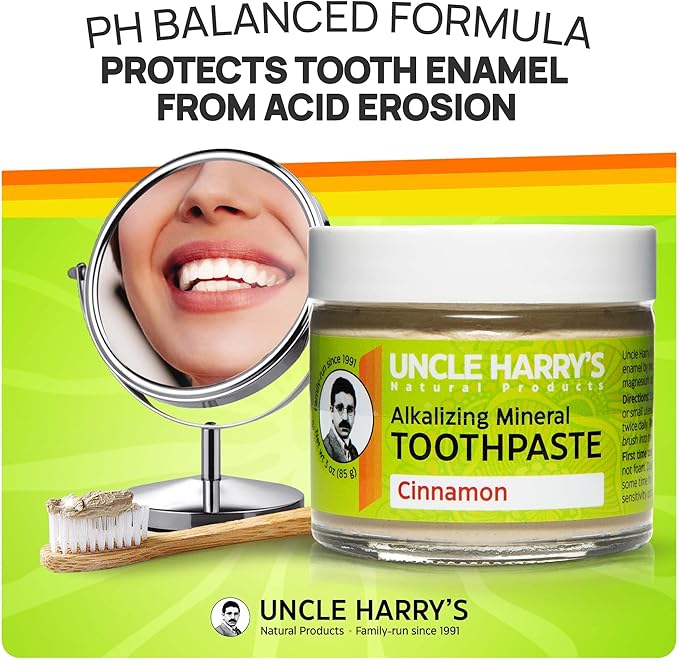 Uncle Harry's Pack of 2 Cinnamon Remineralizing Toothpaste | Natural Whitening Tooth Paste Freshens Breath & Promotes Enamel | Vegan Fluoride Free Toothpaste (2 Pack of 3oz Jars)-Ruum Studio Home