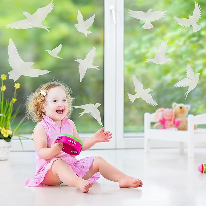 9 Sheets Bird Window Clings, Protect and Save Bird Strikes Window Stickers, Glass Door Stickers Decals, Stop Birds Flying into Windows Accessories Home Decorations-Ruum Studio Home