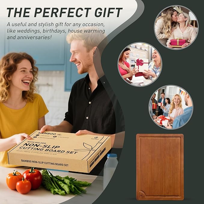 Extra Large Bamboo Cutting Board with Non Slip Feet and Over Sink Butcher Block Chopping Board Wooden Cutting Boards Solid Thick Juice Groove Big Xl XXl xlarge Kitchen Counter Organic Meat BBQ Kit-Ruum Studio Home