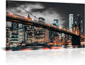 RyounoArt New York City Pictures Wall Art NYC Skyline Canvas Paintings Brooklyn Night Cityscape Prints Wall Decor Framed 20x36 Inch-Ruum Studio Home