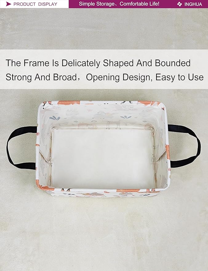 Rectangular Storage Basket Fabric Organizer Bin for Toys,Books,Clothes,Gifts,Pets-Perfect for Home,Office,Nursery,Dorm,Shelf(Rec-colorful animal )-Ruum Studio Home