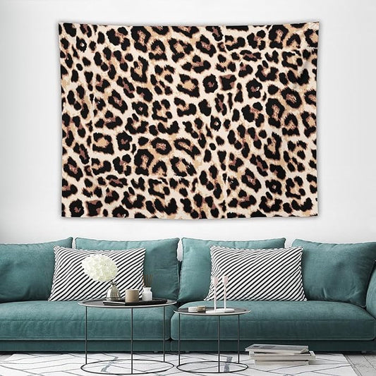 HZOHNAGO Leopard Print Tapestry Rustic Brown Leopard Wild Animal Printed Wall Tapestry Painting Wall Hanging for Bedroom Living Room Dorm 80" W x 60" H-Ruum Studio Home
