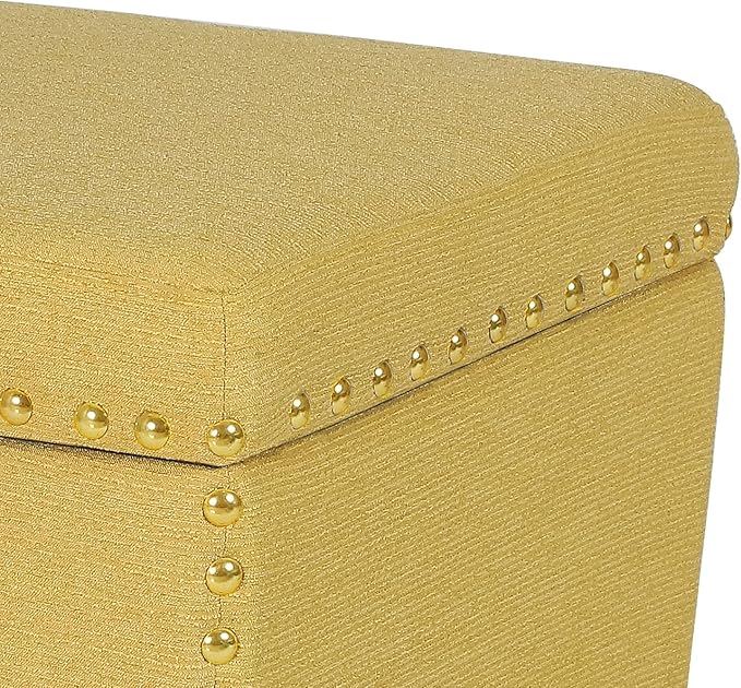 Adeco Square Storage Ottoman with Hinged Lid, Modern Accent Bench Footrest Stool, Coffee Table for Living Room Bedroom,Yellow Large-Ruum Studio Home