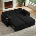 70" Queen Size Sofa Bed for Living Room – Pull-Out Sleeper Sofa Couch with Cup Holder, Phone Holder, USB Charging Port, Solid Wood Frame, Easy Assembly, Space-Saving Design for Small Apartments-Ruum Studio Home