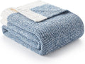 Snuggle Sac Heather Blue Throw Blanket for Couch, Oversized Throw XL Super Soft Warm Blankets Cozy Knit Fuzzy Lightweight Throws for Sofa, Bed, Camping, Picnic, Heather Blue, 50x70 inches-Ruum Studio Home