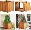 Idzo Set of 2 Hardwood Outdoor Flower Box, Durable Acacia Wood Flower Boxes for Outdoor Plants with Ergonomic Handles, Drainage Holes, Multiple Sizes Wood Bucket Planter for Home Décor-Ruum Studio Home