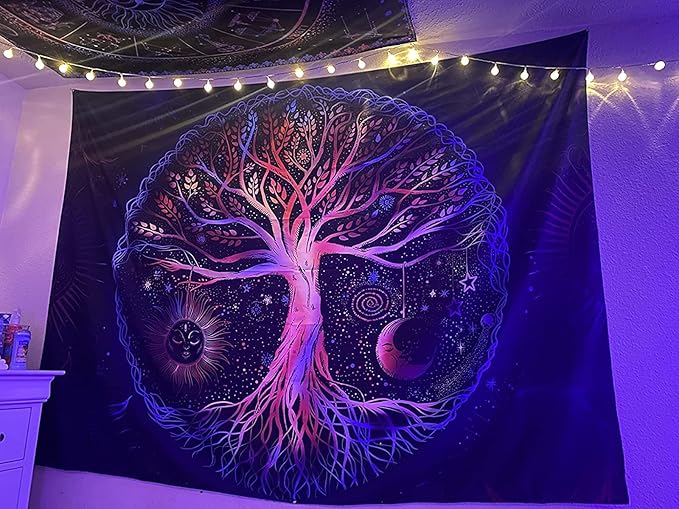FORATER Tree of Life Tapestry Wall Hanging Colorful Life Tree Tapestries Aesthetic Sun and Moon Galaxy Wall Tapestry for Bedroom Living Room Dorm(36 x 48 Inch, Multicolor)-Ruum Studio Home