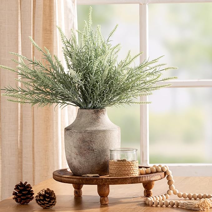 Mitt&Ditt Ceramic Flower Vase, 7.5 inch Off-White Farmhouse Rustic Vase, Handcrafted Weathered Pottery Vases, Small Flower Terracotta Vases for Home Decor, Living Room, Table, Shelf-Ruum Studio Home