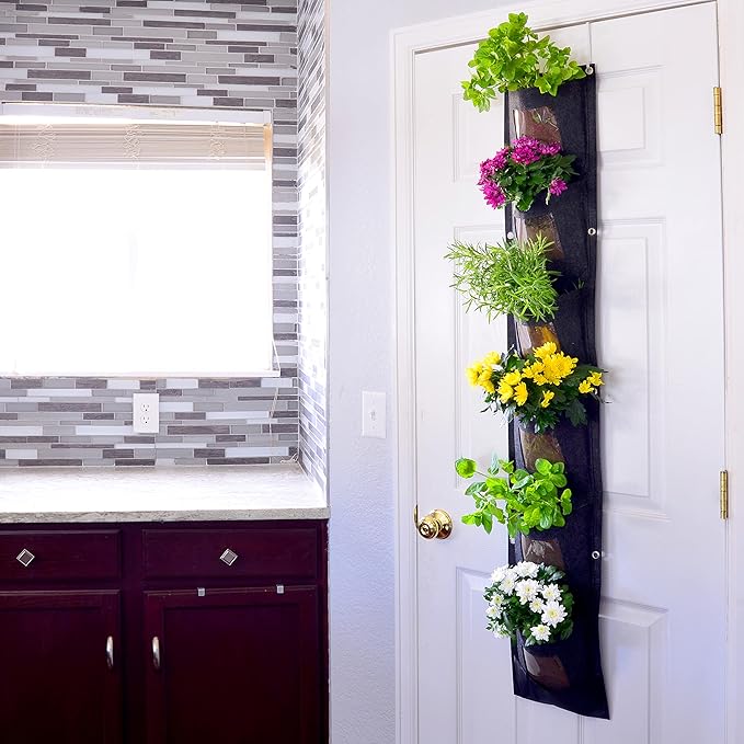 Hanging Planter Bags, Vertical Garden Planting Wall Gardening Grow Bag, 6 Pockets Large Wall Planter - Indoor Outdoor Plants Flowers Herbs, Waterproof Reusable-Ruum Studio Home