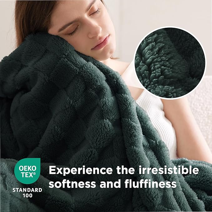 Bedsure GentleSoft Blankets Queen Size for Bed - Super Soft Cozy Blanket for Women Men Girls, Large Fuzzy Fleece Throw for Bedroom Decor, Dark Green, 90x90 Inches-Ruum Studio Home