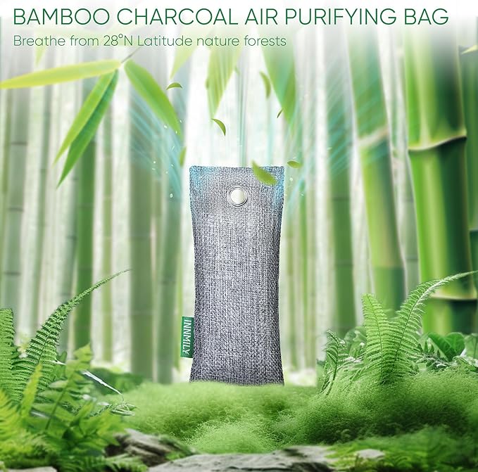 Activated Charcoal Odor Absorber, 6 Pack Natural Shoe Odor Eliminator, Bamboo Charcoal Air Purifying Bags, Sneaker Deodorizer and Moisture Absorbers for Clean Footwear, Shoe Odor Remover-Ruum Studio Home