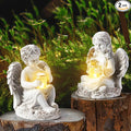2 Pack Outdoor Angel Statue Garden Decor, Classic Solar Angel Figurine Decoration for Yard Art Indoor Porch Home Lawn Outside Light up Cherub Sculpture Guardian Wings Memorial Gifts-Ruum Studio Home