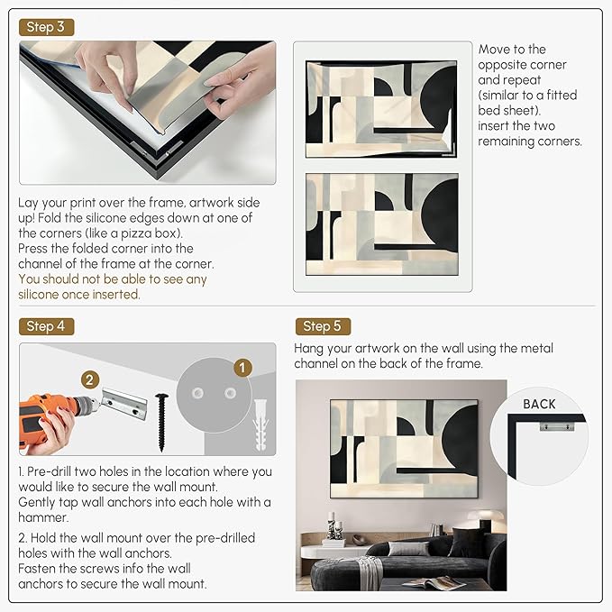 SIGNWIN 46"x72" Extra Large Framed Wall Art Modern Neutral Abstract Geometric in Black and Beige, Clean Minimalist Design for Home Living Room Bedroom Decor (Frame Assembly Required)-Ruum Studio Home